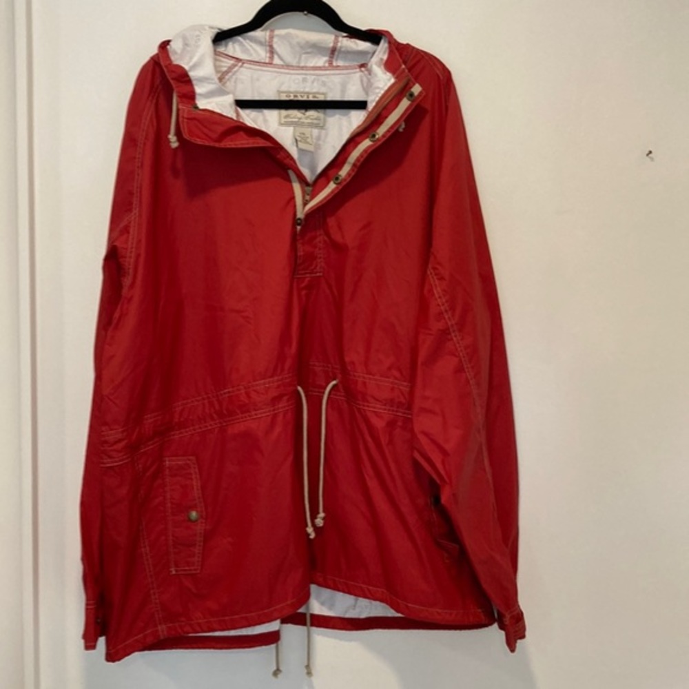 Orvis Red Nylon Hooded Pullover Jacket in Size XXL
